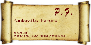 Pankovits Ferenc névjegykártya